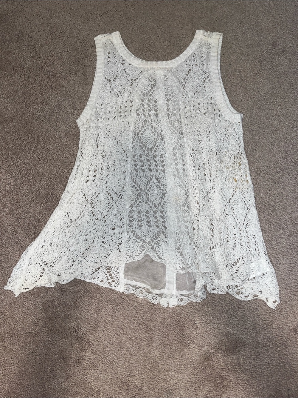 Rewind Lace Crochet Tank Top in White